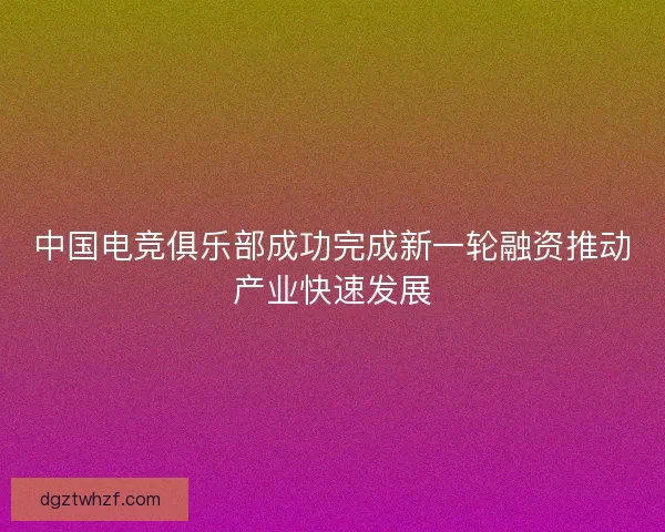 中国电竞俱乐部成功完成新一轮融资推动产业快速发展