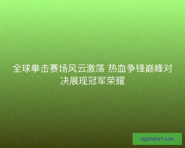 全球拳击赛场风云激荡 热血争锋巅峰对决展现冠军荣耀